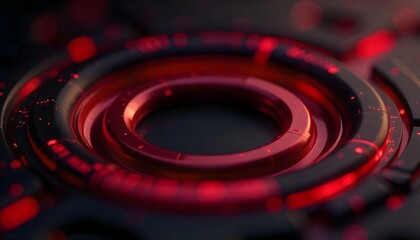 Abstract futuristic technology with glowing red circuits