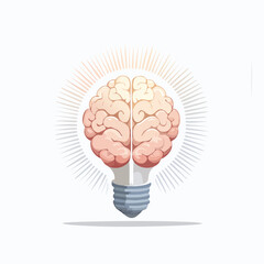 Conceptual representation of a human brain integrated into a glowing light bulb signifying ideas and innovation
