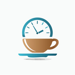 Conceptual representation of coffee time depicting a clock face integrated with a coffee cup