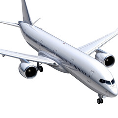 Obraz premium Silver passenger airplane isolated on transparent background