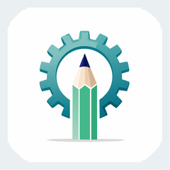 Creative engineering concept with pencil and gear icon showcasing design and innovation