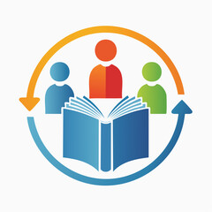 Educational collaborative icon depicting learning, knowledge sharing, and student interaction visually