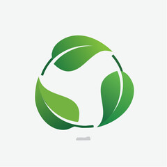 Eco-friendly recycle symbol comprised of green leaves representing environmental consciousness