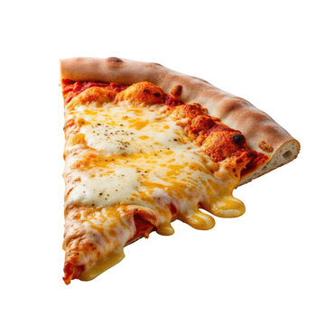 Slice of cheese pizza isolated on transparent background