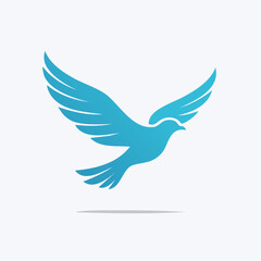 Elegant Vector Illustration of a Blue Soaring Bird Symbolizing Freedom and Hope