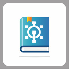 Obraz premium Illustration depicting a design book with a gear-like symbol representing technical knowledge