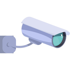 Security Camera Surveillance Device With Blue Tinted Lens Mounted On A Gray Bracket On A...