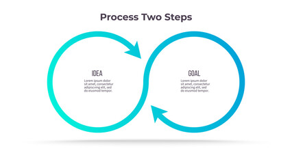 Business infographic template. Loop chart with two options, steps. Vector chart.
