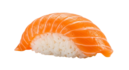 Fresh salmon nigiri sushi close-up food presentation on transparent background