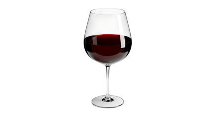 Elegant red wine in a shiny glass on transparent background