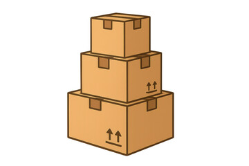 Obraz premium Stack of shipping boxes, delivering cardboard parcels, moving logistics, package delivery, illustration