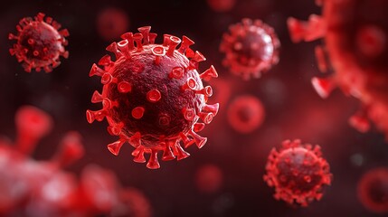 Flu COVID-19 virus cell virus background. China pathogen respiratory coronavirus 2019-ncov flu outbreak medical illustration. Background with realistic 3d red virus cells.