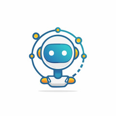 Futuristic chatbot character with interconnected circles demonstrating advanced ai solutions