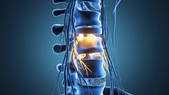 Anatomical Visualization of Lumbar Spine with Nerve Impingement.