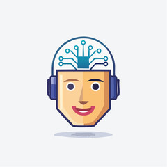 Innovative thinking concept with digital circuit head design on white background