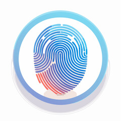 Stylized biometric identification graphic with swirling gradients inside circle