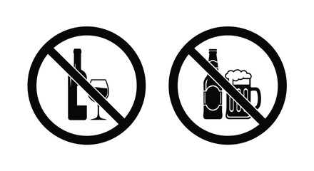 No alcohol or beverages allowed prohibition signs with drink illustrations