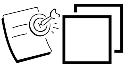 Target dart on document with duplicate file icon for business goal success and achievement concept design