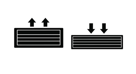 Simple graphic depicting boxes with upward and downward pointing arrows