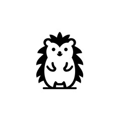 Cute minimalist illustration of a hedgehog with simple black outline style