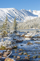 Mountain Lake, Snowy Trees