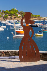 Metal sculpture by the bay in Cadaques Spain