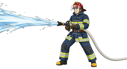 Obraz premium Firefighter with water hose 