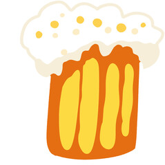 Cold Beer Mug with Frothy Foam Overflowing — Refreshing Alcoholic Drink Illustration for Bar or Pub Menu Design