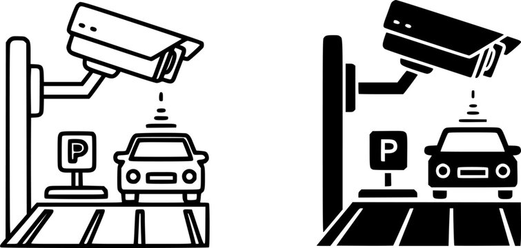 ofvs646 OutlineFilledVectorSign ofvs - parking lot vector icon . license plate recognition . cctv . video surveillance . isolated transparent . outline and filled version . AI 10 / EPS / PNG . g11992