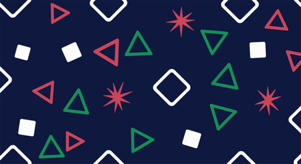 Abstract Geometric Shapes Pattern on Dark Blue Background.