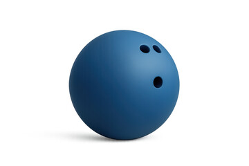 Blue bowling ball standing on transparent background, preparing for a strike in a competitive game