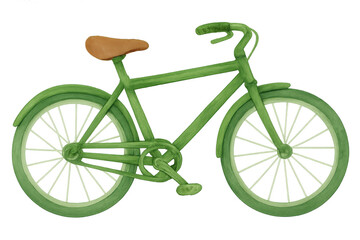 Green bicycle watercolor painting illustrating sustainable transport and eco-friendly lifestyle