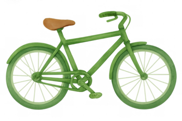 Green bicycle watercolor painting illustrating sustainable transport and eco-friendly lifestyle