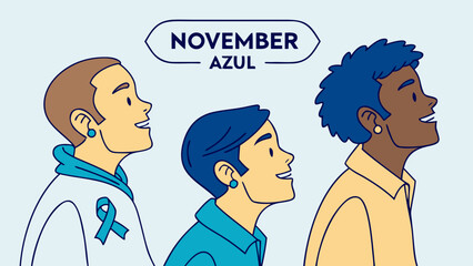 November azul prostate cancer awareness month illustration for health and medical campaign and prevention 100