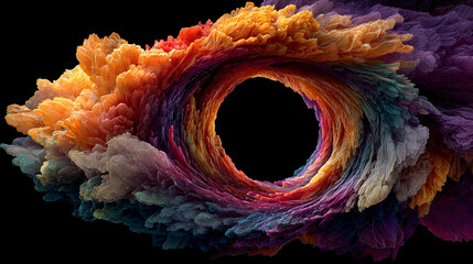 vortex of swirling smoke, twisting in 3D space with dynamic lighting and depth, evoking energy, mystery, and digital flow.