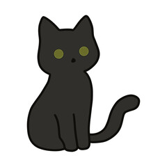Cute Black Cat &ndash; Simple Halloween Cartoon Illustration