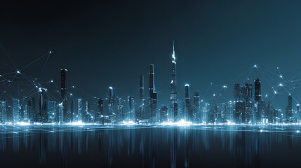 Smart City Data Integration Futuristic Technology Background Stock Vector