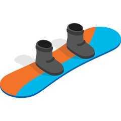 Snowboard with Boots Attached on a Transparent Background Ready for Winter Sports Adventures and...
