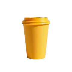 Vibrant Yellow Coffee Cup for Takeaway Hot Beverages on Plain Background