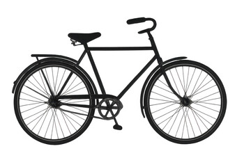 Fototapeta premium Vintage black bicycle with classic frame, fenders, and luggage rack on a transparent background