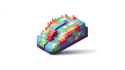 Retro 3d pixel mouse cursor icon illustration isolated on white background Stock Illustration