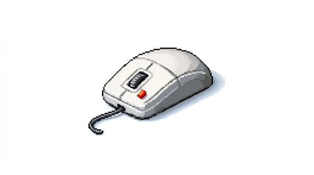 Retro 3d pixel mouse cursor icon illustration isolated on white background Stock Illustration