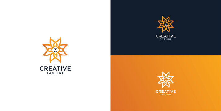 floral ornament logo and icon with initials Z