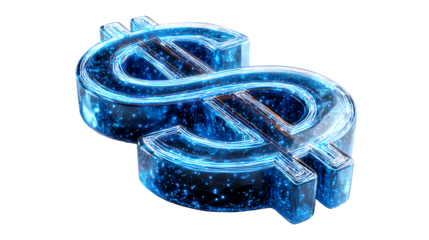 Glowing Dollar Sign: A luminous, three-dimensional dollar sign, exuding an aura of wealth and financial success. This image is perfect for symbolizing money, banking, and prosperity.