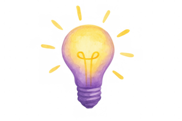 Glowing light bulb representing creative idea, inspiration, and solution, watercolor illustration for business concept