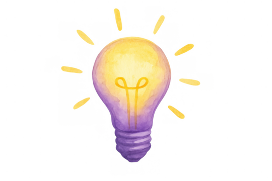 Glowing light bulb representing creative idea, inspiration, and solution, watercolor illustration for business concept - Powered by Adobe