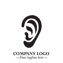 Modern Ear Logo Symbol with Minimalist Line Art Style and Elegant Professional Design
