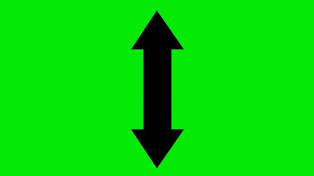 video animation arrow indicating double meaning up and down sense, on a green chroma key background