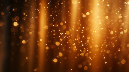 輝くゴールデンパーティー：光の粒子の抽象背景