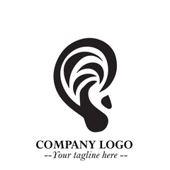 Modern Ear Logo Symbol with Minimalist Line Art Style and Elegant Professional Design
